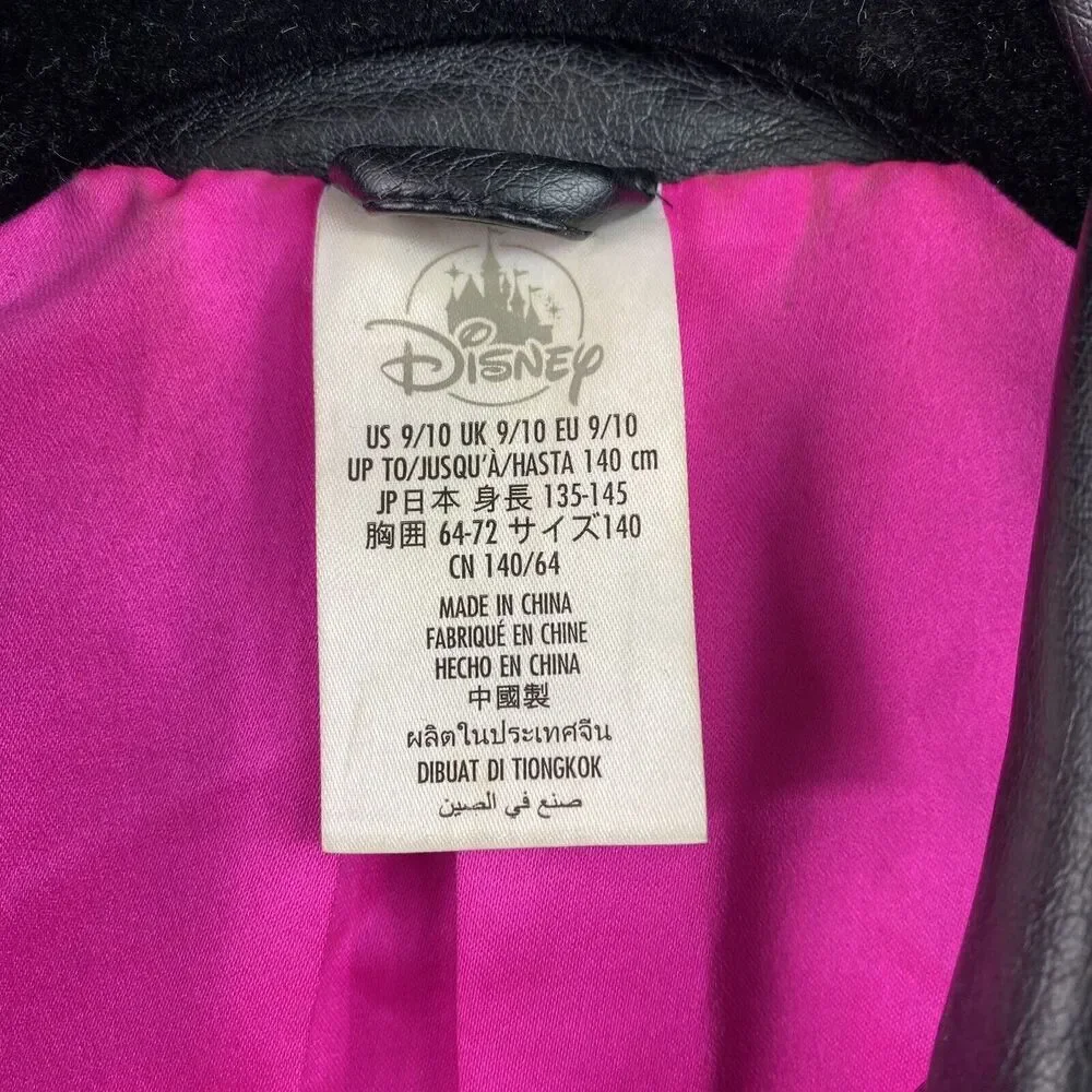 Disney Moto Zip Faux Leather Mickey Mouse Studded Jacket Size 9-10 Black Pink